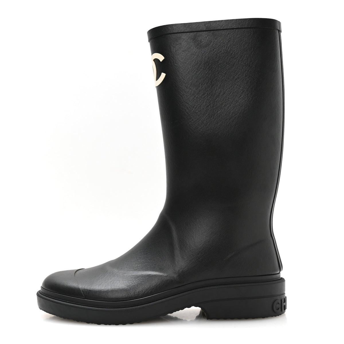Chanel Caoutchouk CC High Boots 39 Black 1 of 9