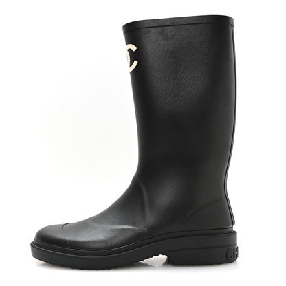 Chanel Caoutchouk CC High Boots 39 Black 1 of 9