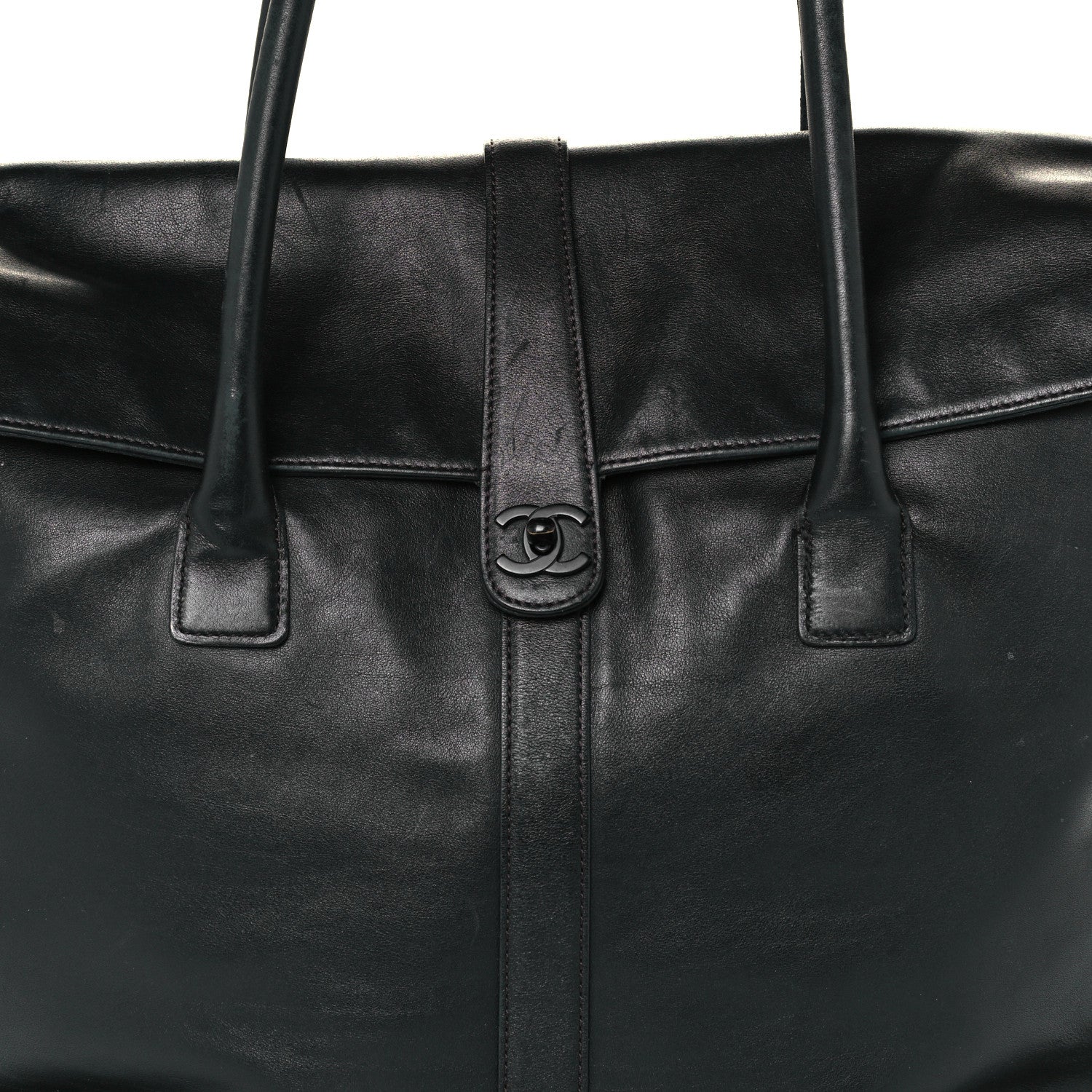 Chanel Calfskin Large Flap Shoulder Bag Black 7 of 9