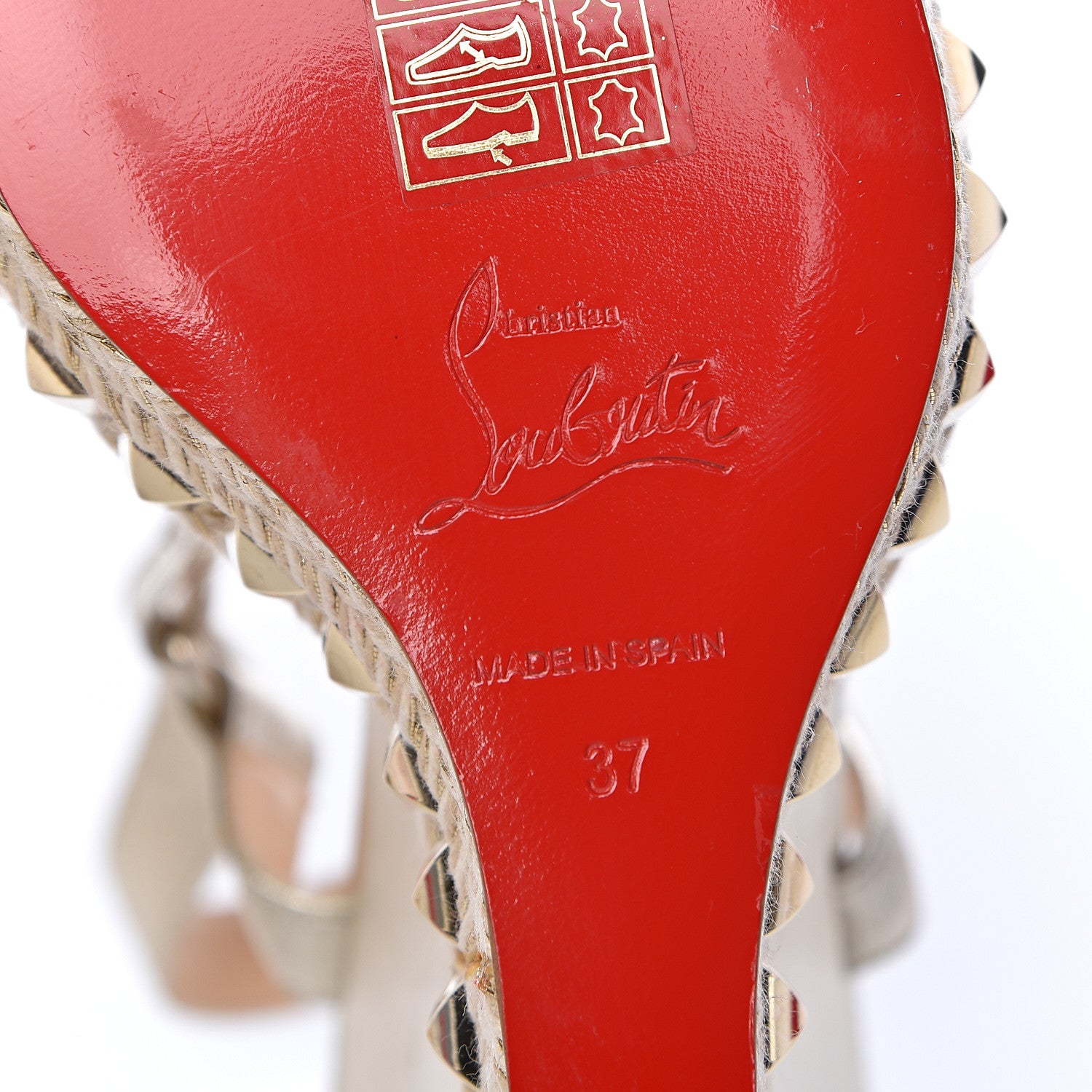 Christian Louboutin Nappa Silk Cataclou 140 Wedge Sandals 37 Sahara Light Gold 6 of 11