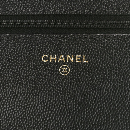 Chanel Shiny Caviar Quilted Enamel CC Wallet On Chain WOC Black 6 of 9