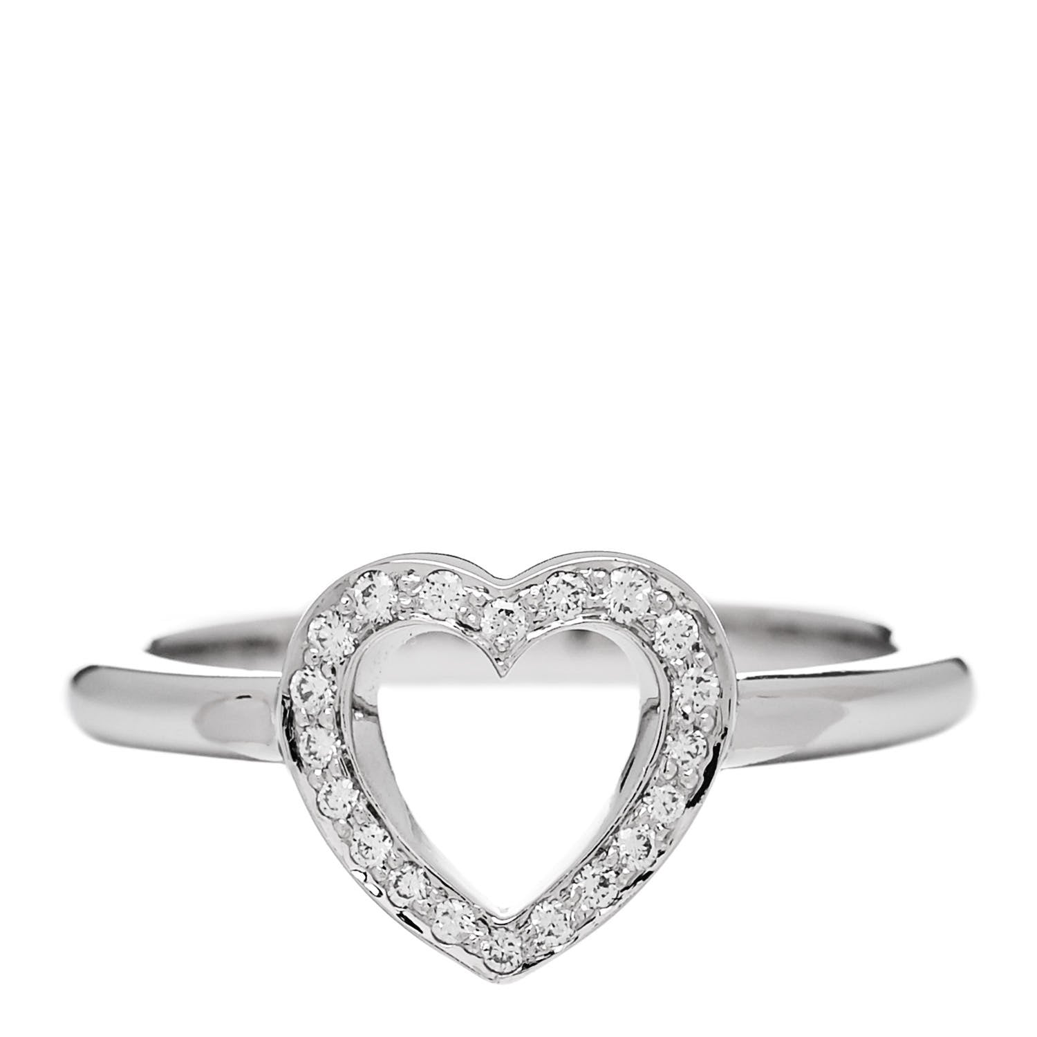 Tiffany Platinum Diamond Heart Ring 49 4.75 1 of 6
