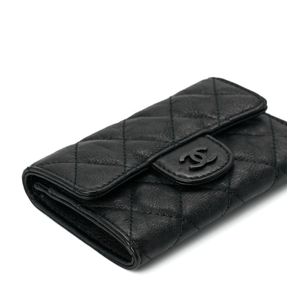 Chanel Crumpled Calfskin Quilted Flap Card Holder Wallet So Black 11 of 13