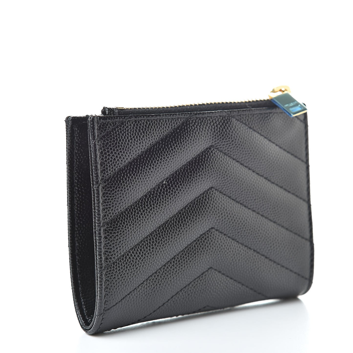 Grain De Poudre Matelasse Chevron Monogram Zipped Card Case Black