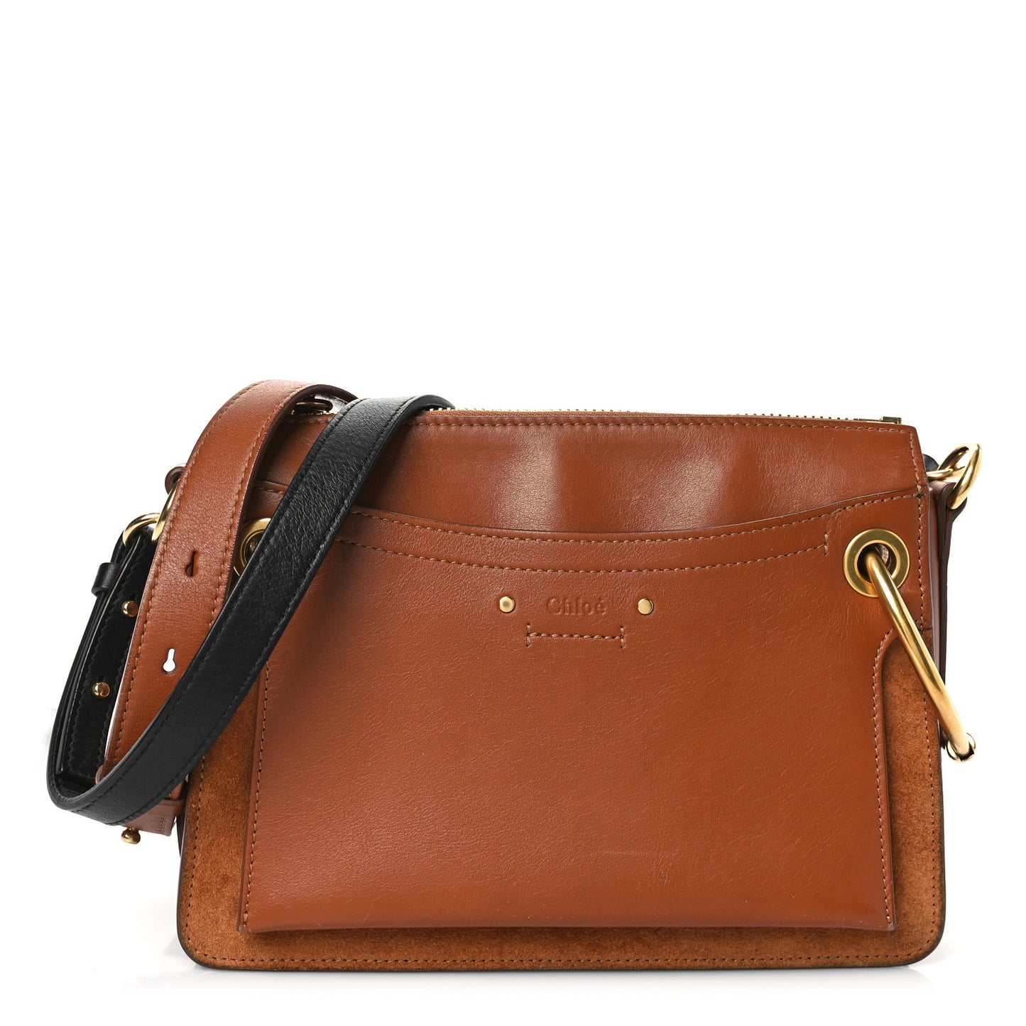 Calfskin Suede Small Roy Bag Caramel