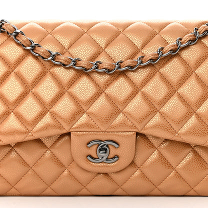 Chanel Metallic Caviar Quilted Jumbo Double Flap Copper 9 of 15