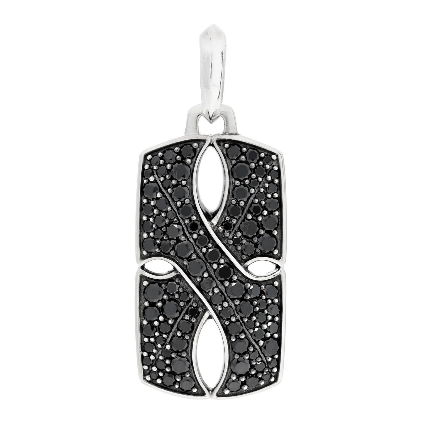 Sterling Silver Black Diamond Armory Tag Pendant