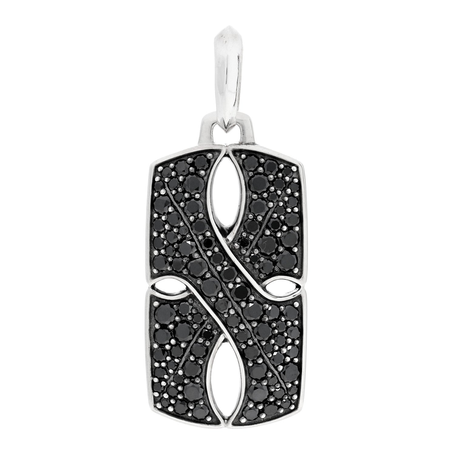 David Yurman Sterling Silver Black Diamond Armory Tag Pendant 1 of 3