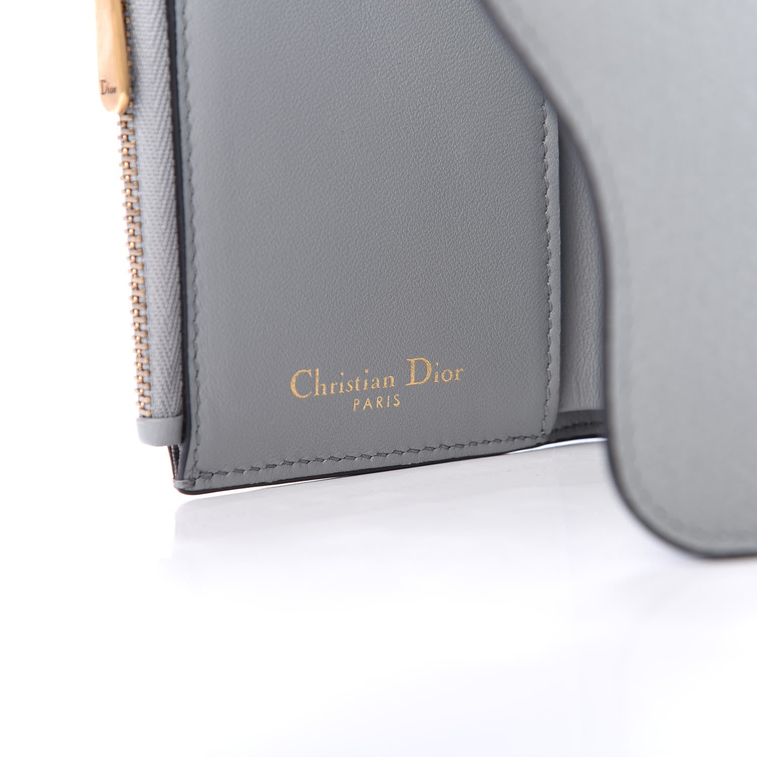 Christian Dior Grained Calfskin Saddle Lotus Wallet Gray 6 of 7