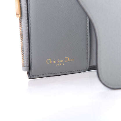 Christian Dior Grained Calfskin Saddle Lotus Wallet Gray 6 of 7