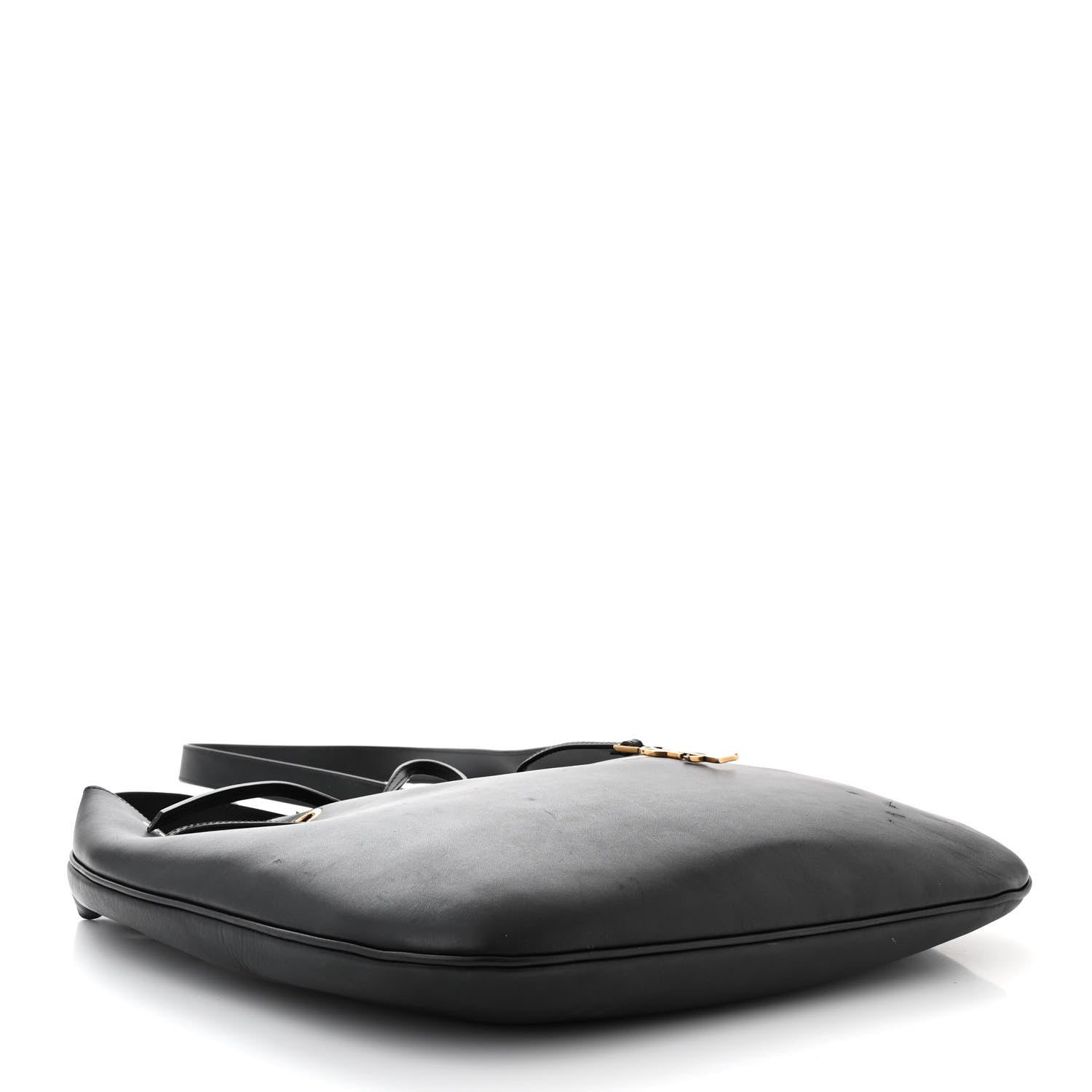 Saint Laurent Smooth Calfskin Paris VII Large Flat Hobo Black 5 of 15