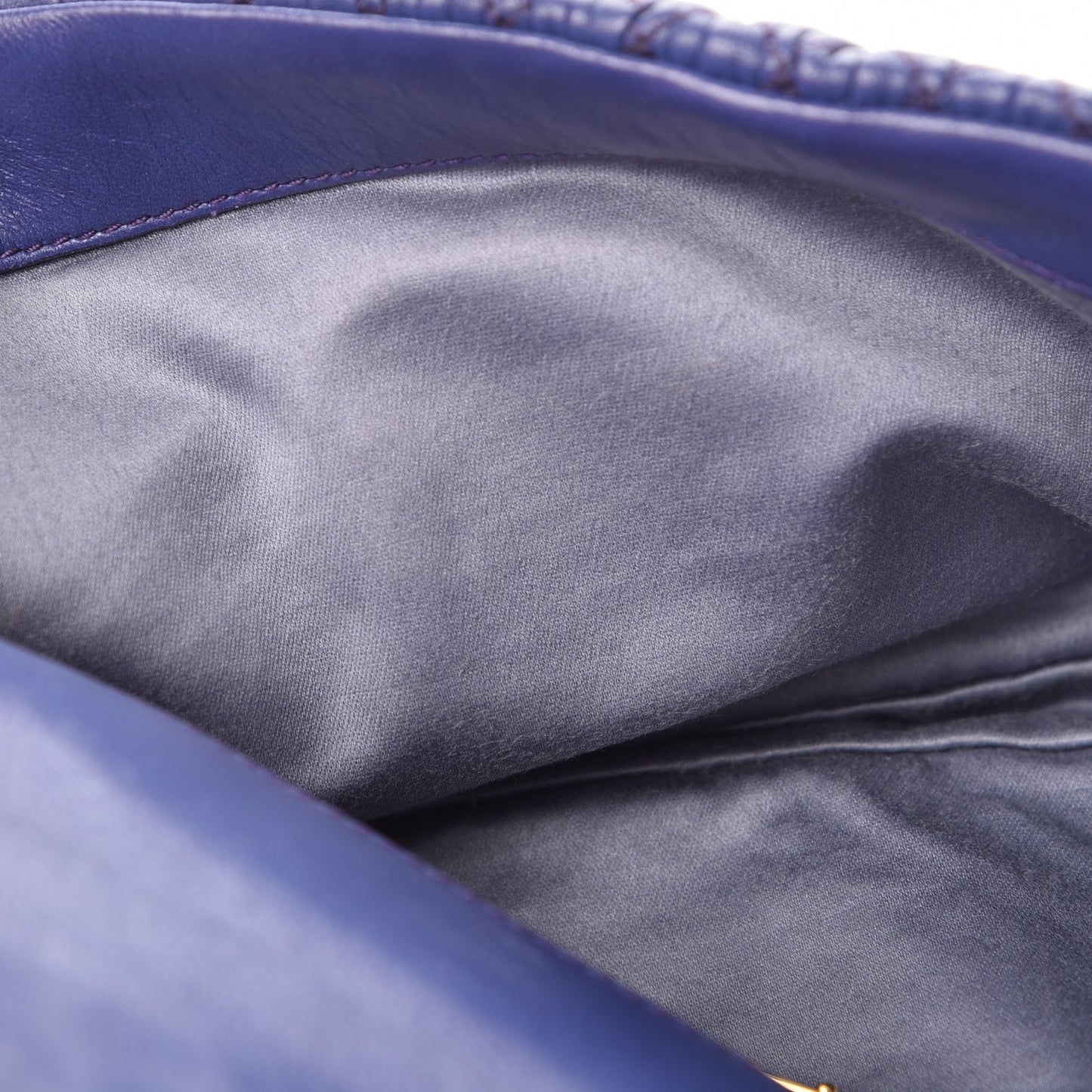 Nappa Matelasse Crystal Flap Clutch Dark Blue