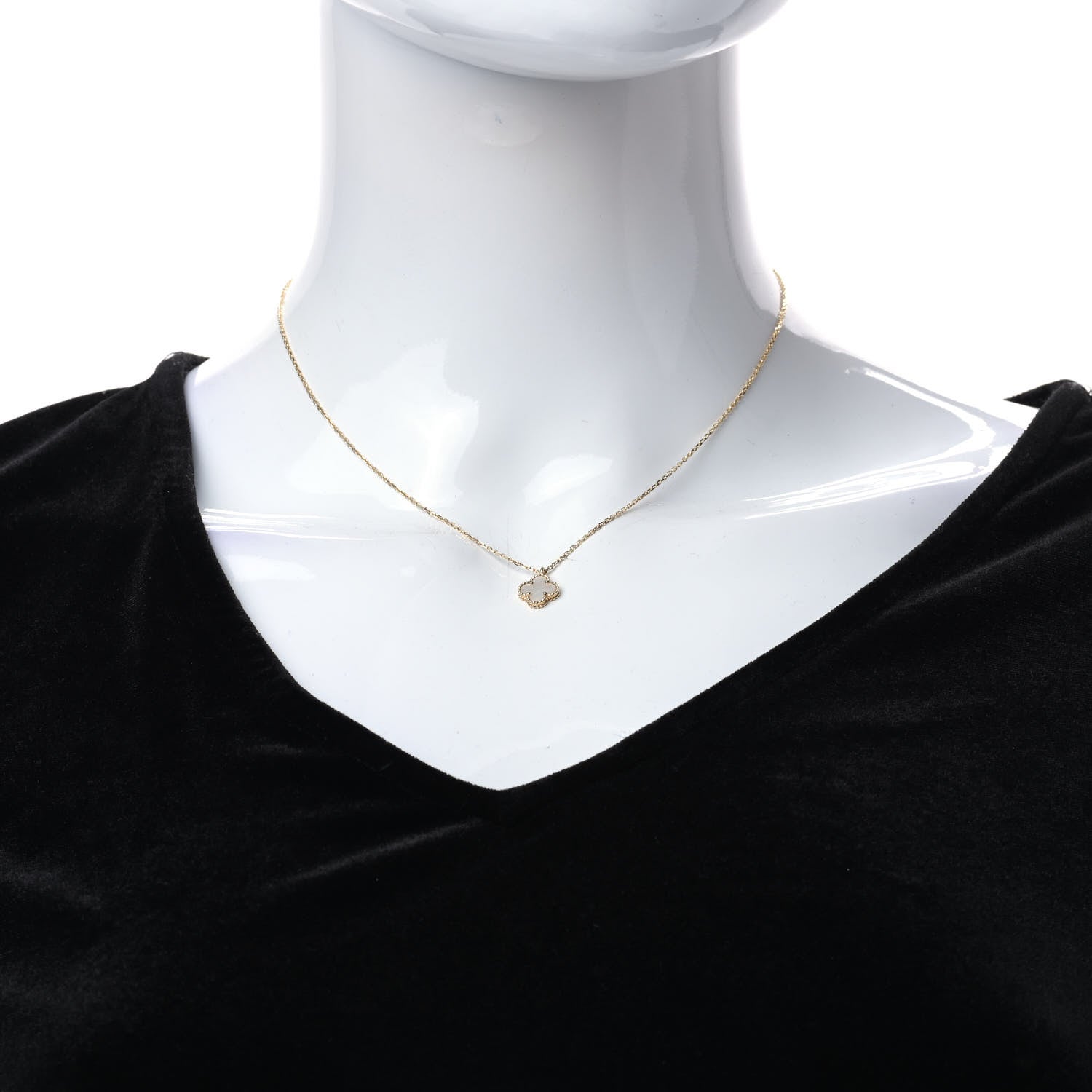 Van Cleef & Arpels 18K Yellow Gold Mother of Pearl Sweet Alhambra Pendant Necklace 2 of 6