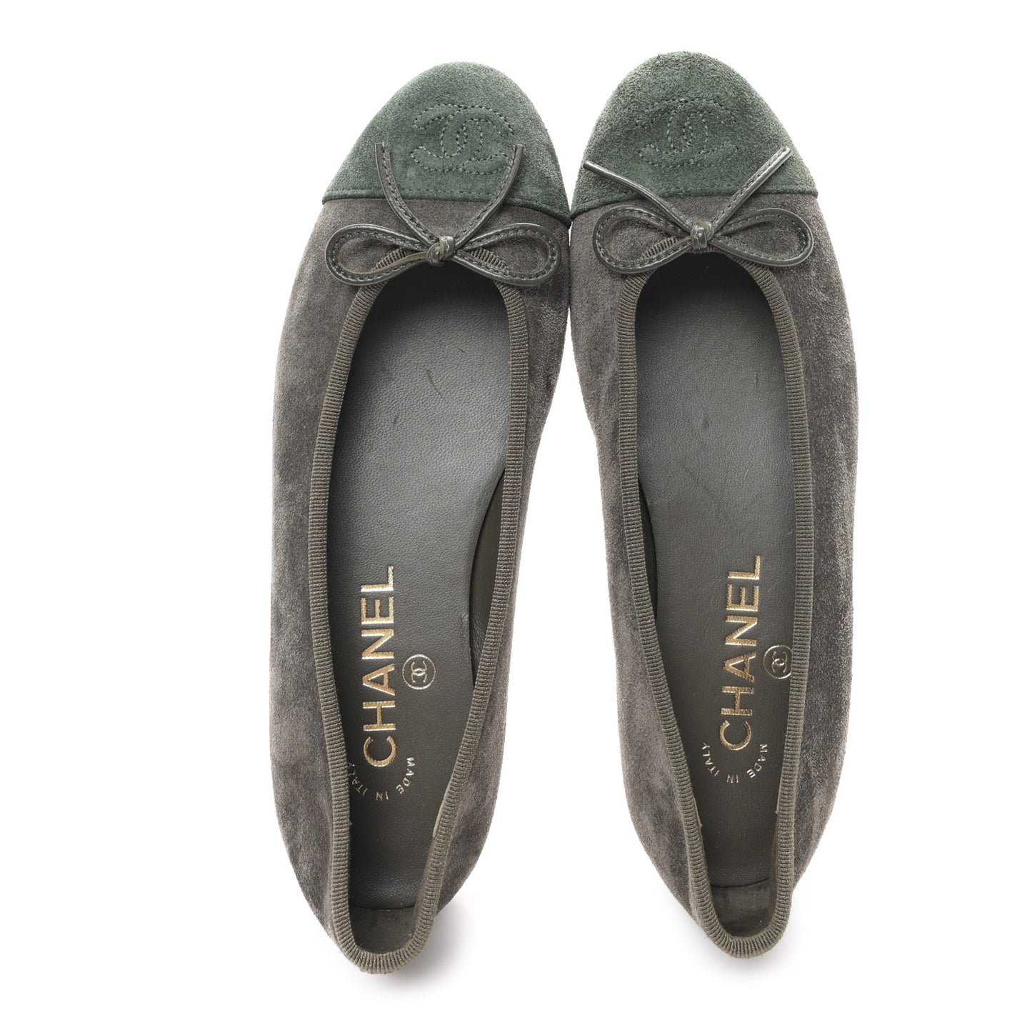 Suede Cap Toe CC Ballerina Flats 36.5 Grey Green