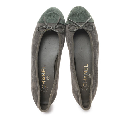 Chanel Suede Cap Toe CC Ballerina Flats 36.5 Grey Green 2 of 9