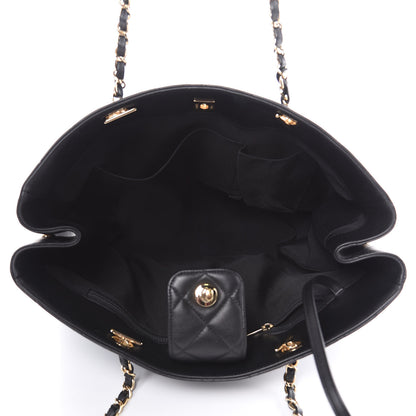 Chanel Calfskin Quilted Large CC Shopping Tote Black 5 of 11