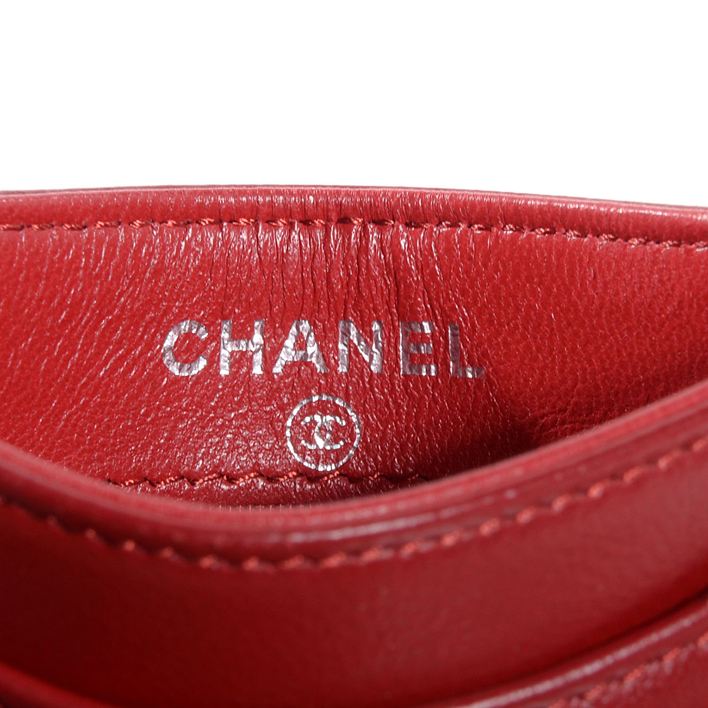 Lambskin Quilted Card Holder Red