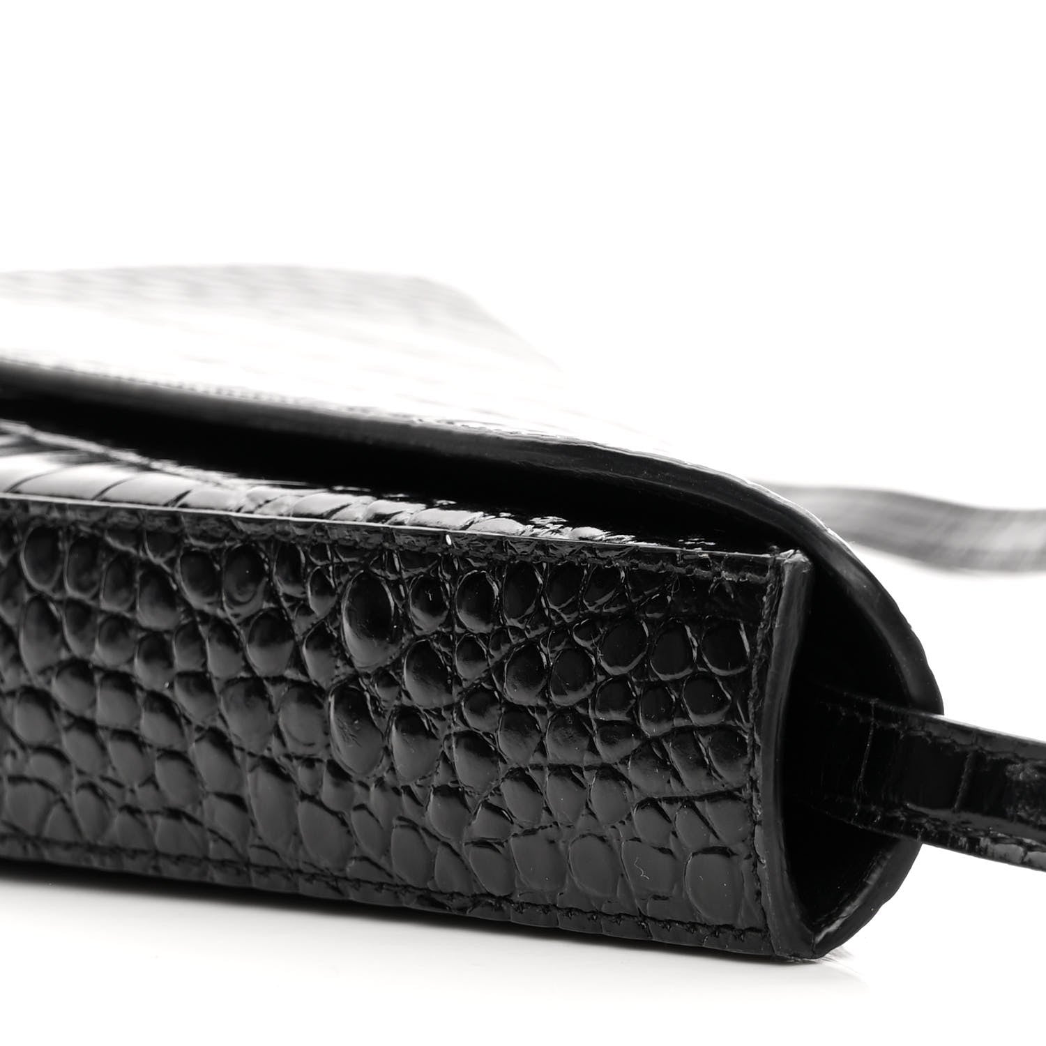 Balenciaga Calfskin Logo Crocodile Embossed Triangle Clutch Black White 9 of 9