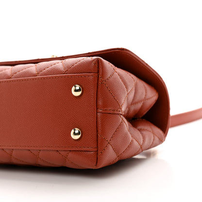 Chanel Caviar Quilted Mini Coco Handle Flap Dark Orange 10 of 10