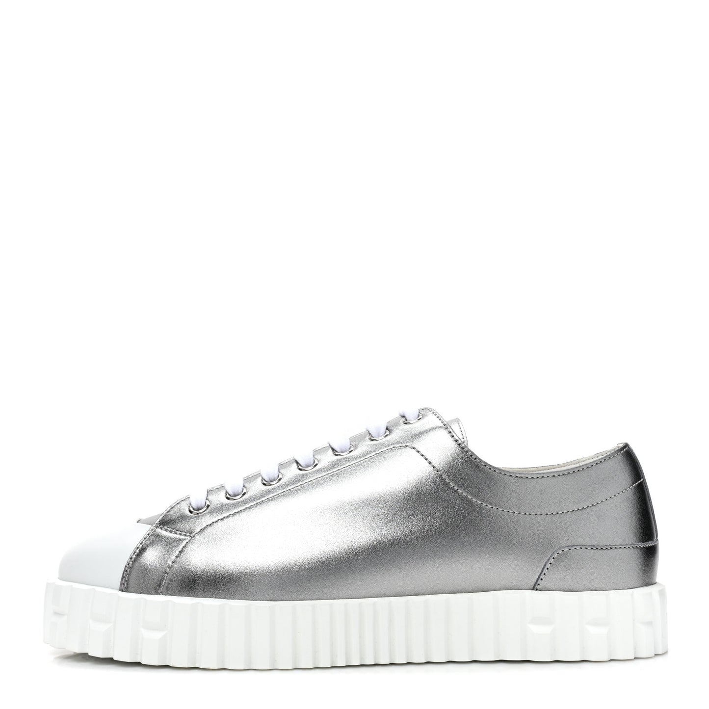 Metallic Calfskin Cross Sneakers 39 Silver