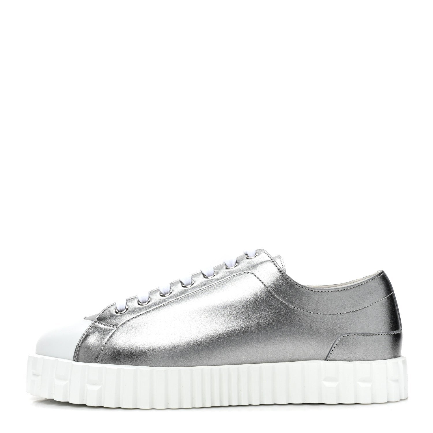 Hermes Metallic Calfskin Cross Sneakers 39 Silver 1 of 9