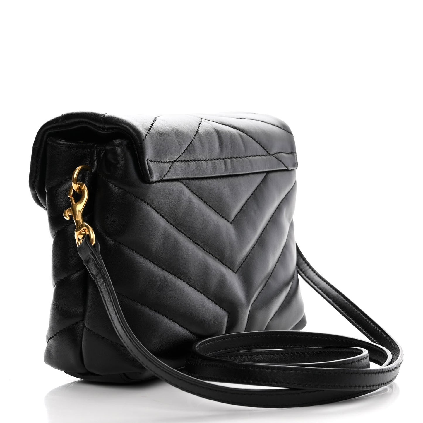 Calfskin Y Quilted Monogram Toy Loulou Crossbody Bag Black