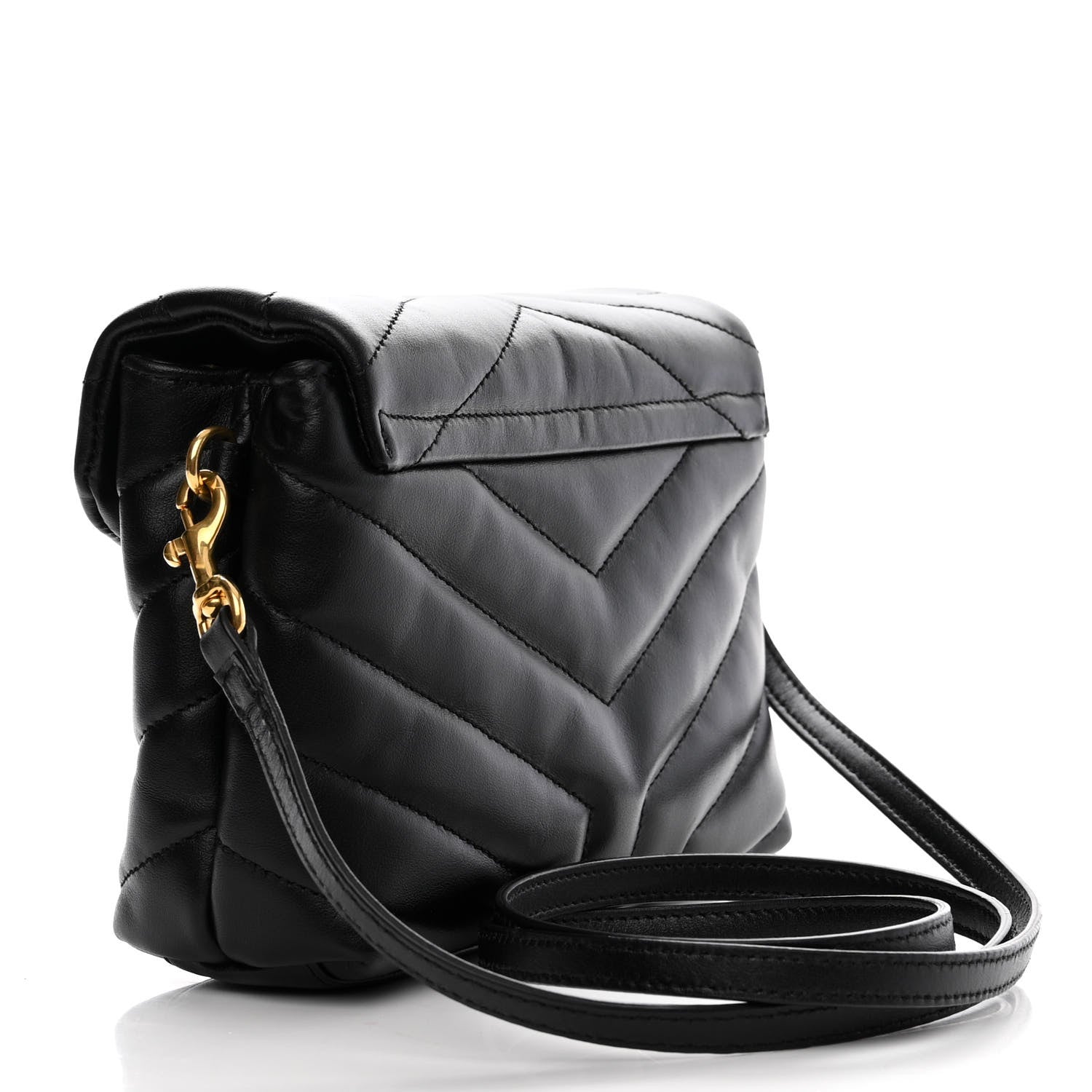 Saint Laurent Calfskin Y Quilted Monogram Toy Loulou Crossbody Bag Black 3 of 12
