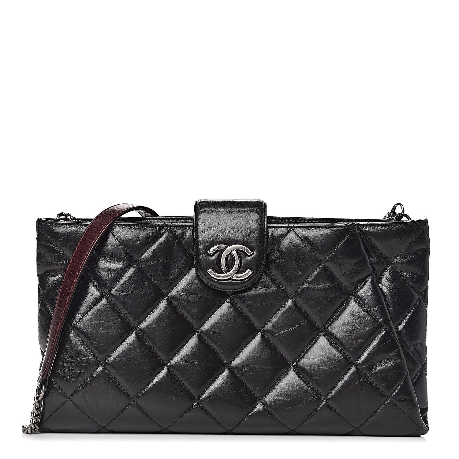 Chanel Aged Calfskin Quilted Zip Clutch Black 1 of 10
