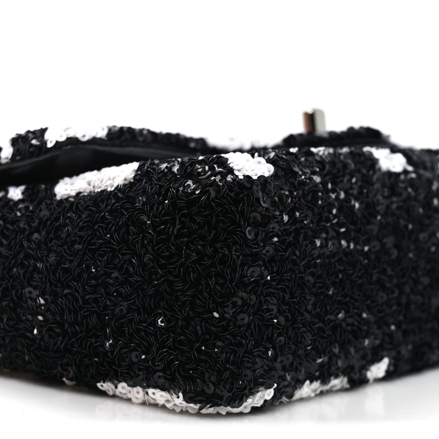 Sequin Mini Rectangular Flap Black White