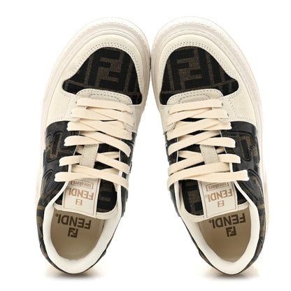 Fendi Suede Vitello Fendi Logo Match Low Top Sneakers 36 Cream Tobacco Black 2 of 10