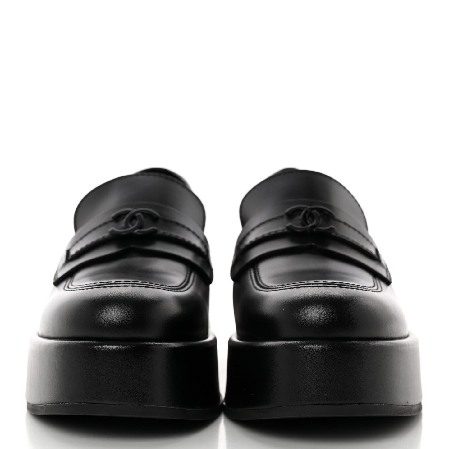 Calfskin CC Platform Loafers 37 Black