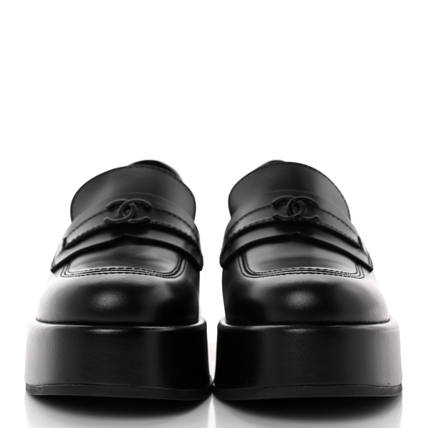 Chanel Calfskin CC Platform Loafers 37 Black 2 of 12