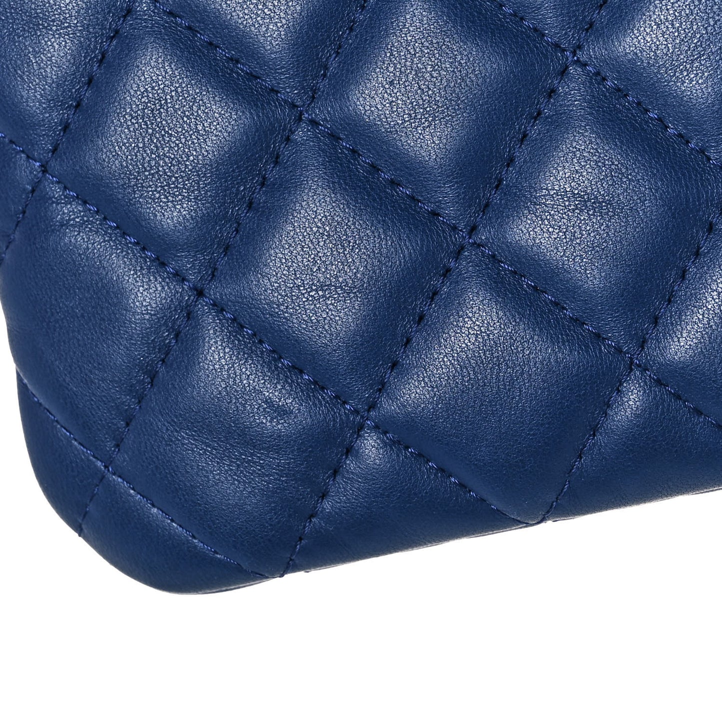 Lambskin Quilted Small Cosmetic Case Blue