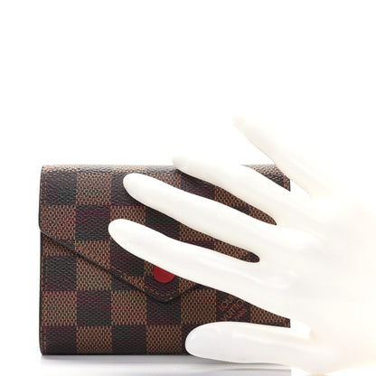 Louis Vuitton Damier Ebene Victorine Wallet Red 2 of 12