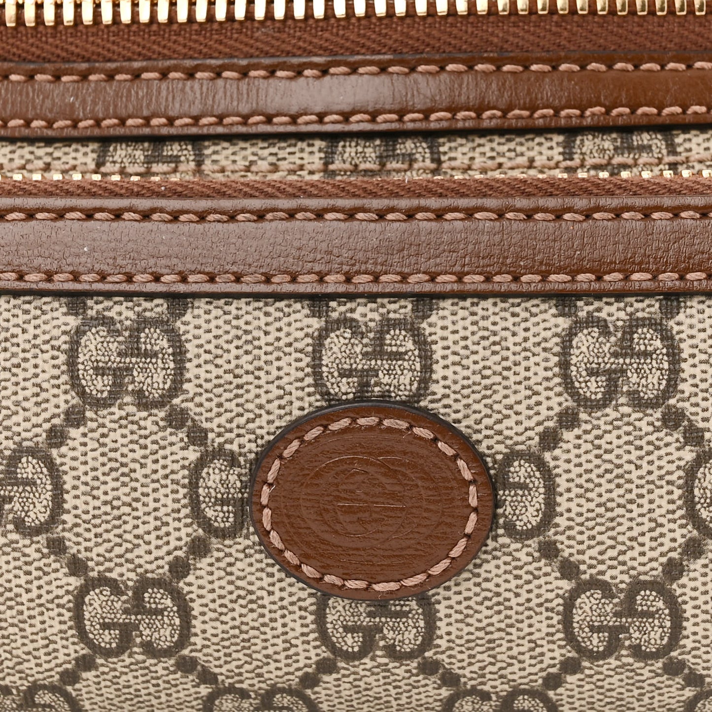 GG Supreme Monogram Textured Calfskin Retro Interlocking G Belt Bag Beige Ebony Brown Sugar