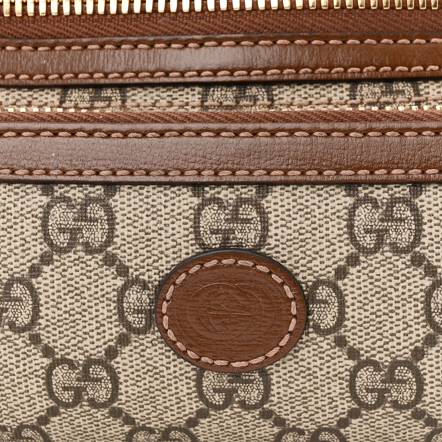 Gucci GG Supreme Monogram Textured Calfskin Retro Interlocking G Belt Bag Beige Ebony Brown Sugar 8 of 11