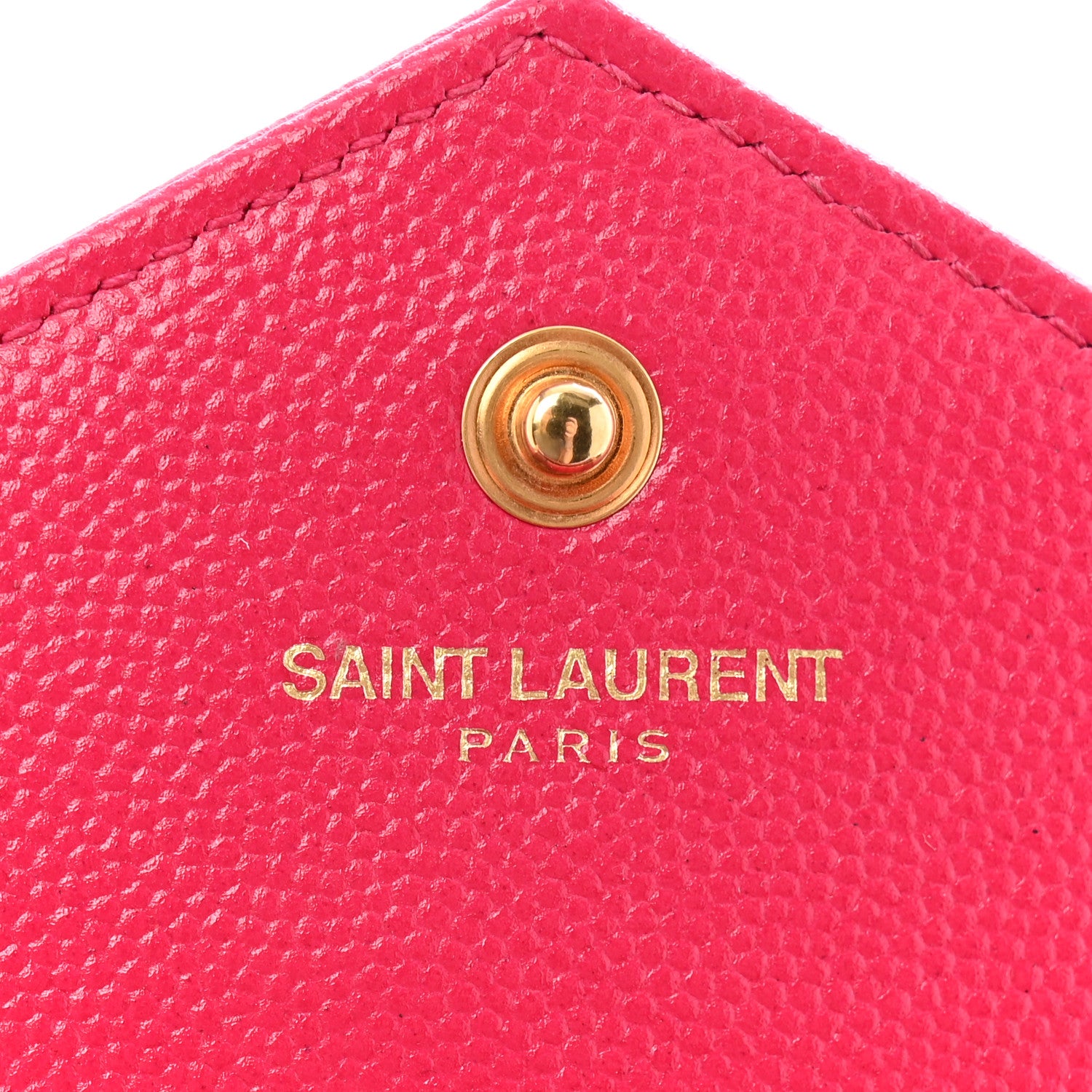 Saint Laurent Grain De Poudre Matelasse Chevron Monogram Chain Wallet Lipstick Fuchsia 7 of 13