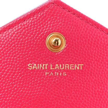 Saint Laurent Grain De Poudre Matelasse Chevron Monogram Chain Wallet Lipstick Fuchsia 7 of 13