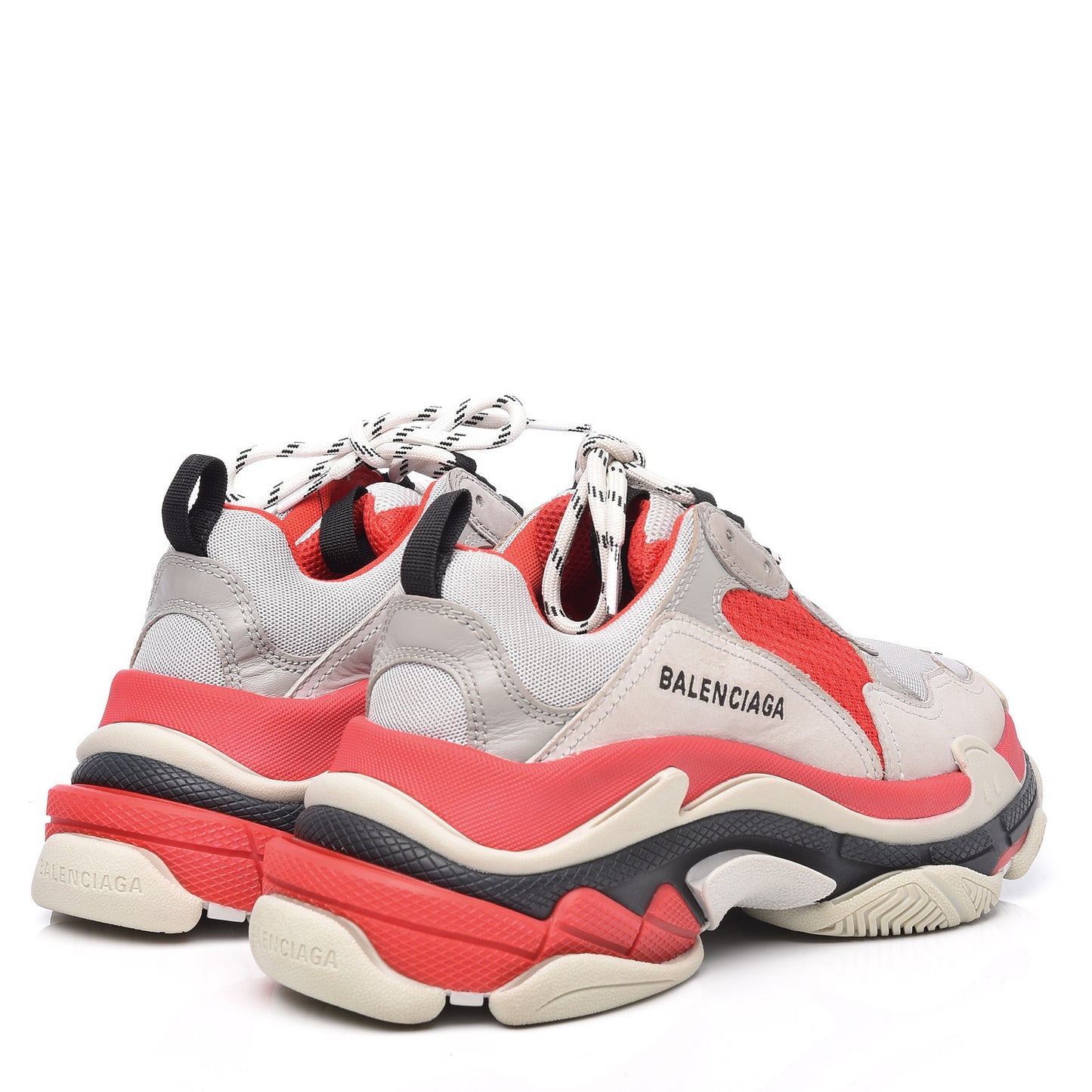 Fabric Mesh Womens Triple S Sneakers 38 Red Grey White