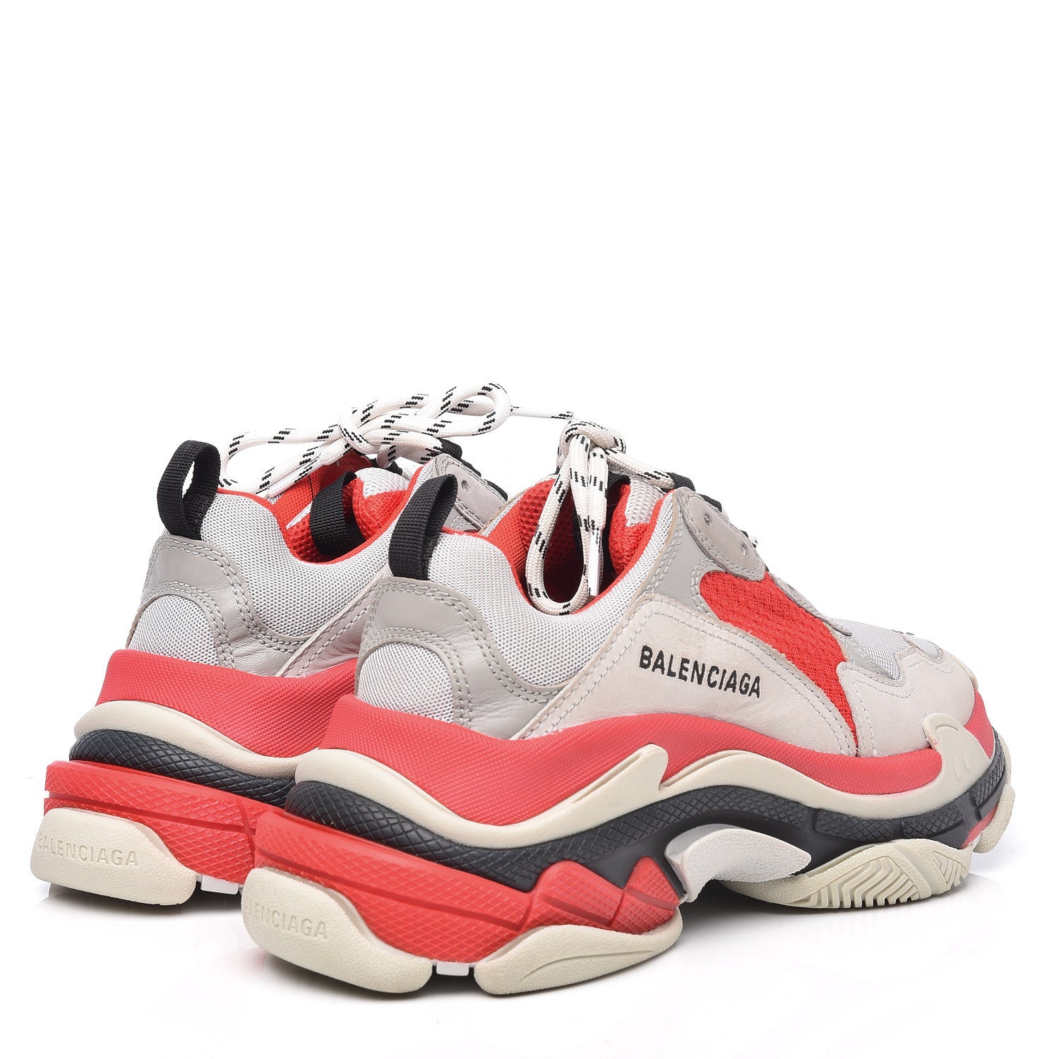 Balenciaga Fabric Mesh Womens Triple S Sneakers 38 Red Grey White 4 of 10