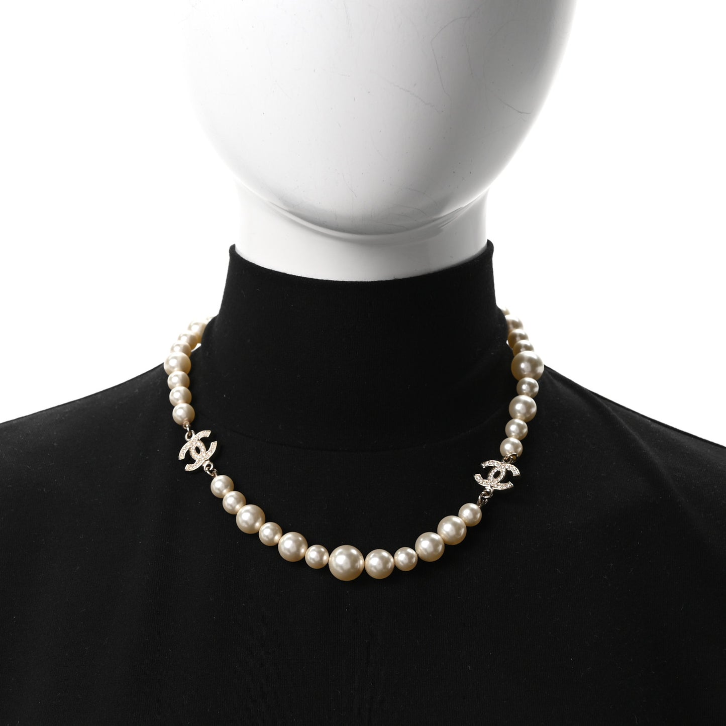 Crystal Pearl CC Short Necklace Gold