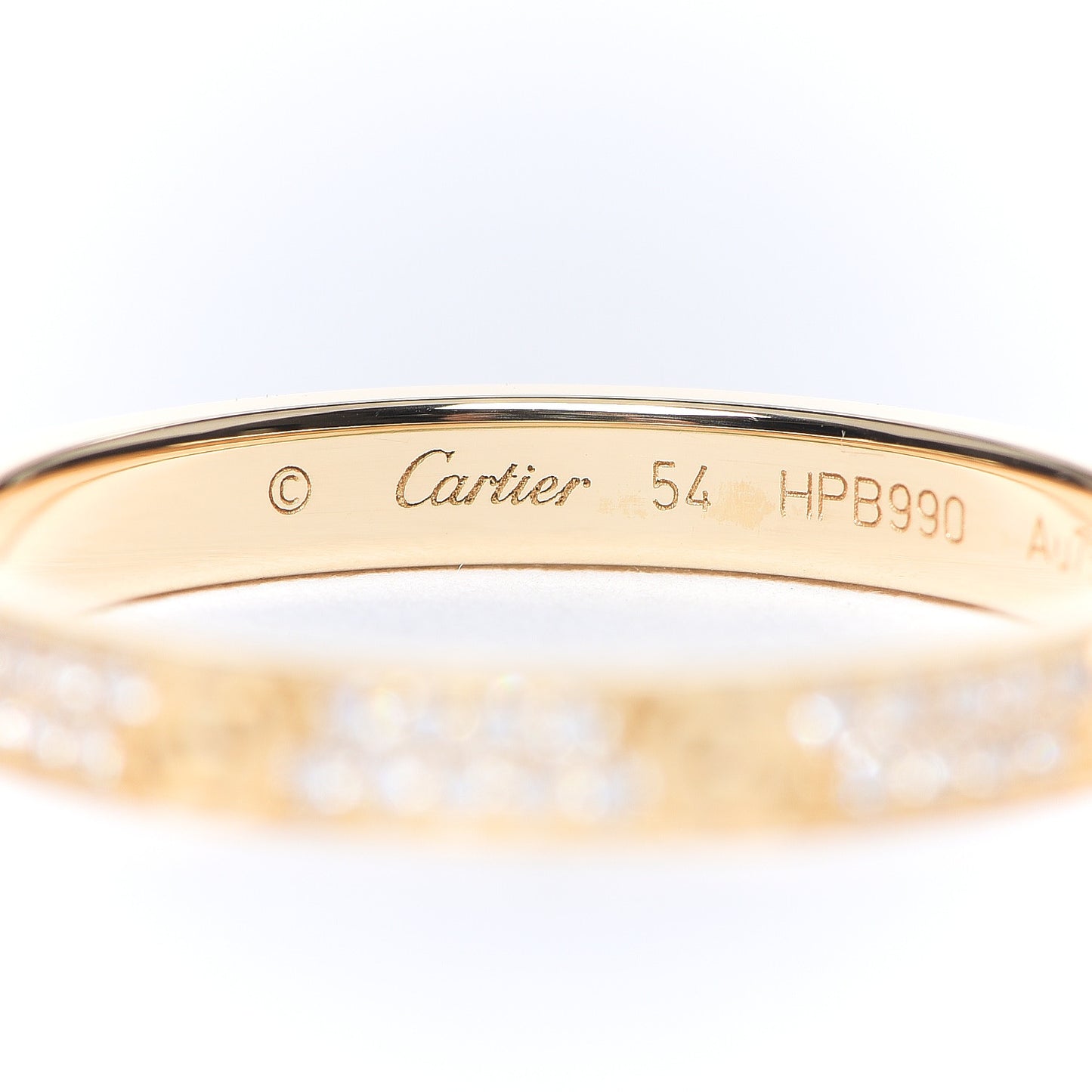18K Yellow Gold Diamond 2.6mm LOVE Paved Band Ring 54 6.75