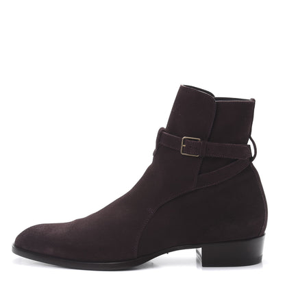 Saint Laurent Suede Soho Calfskin Ankle Boots 44 Deep Blood 1 of 8