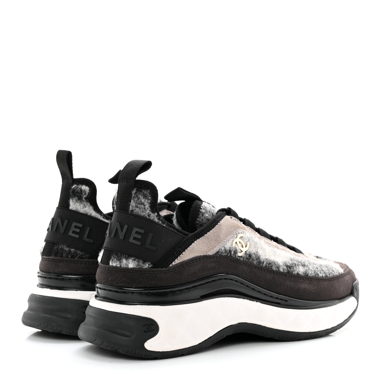 Chanel Fabric Suede Calfskin CC Sneakers 37 Grey 4 of 12