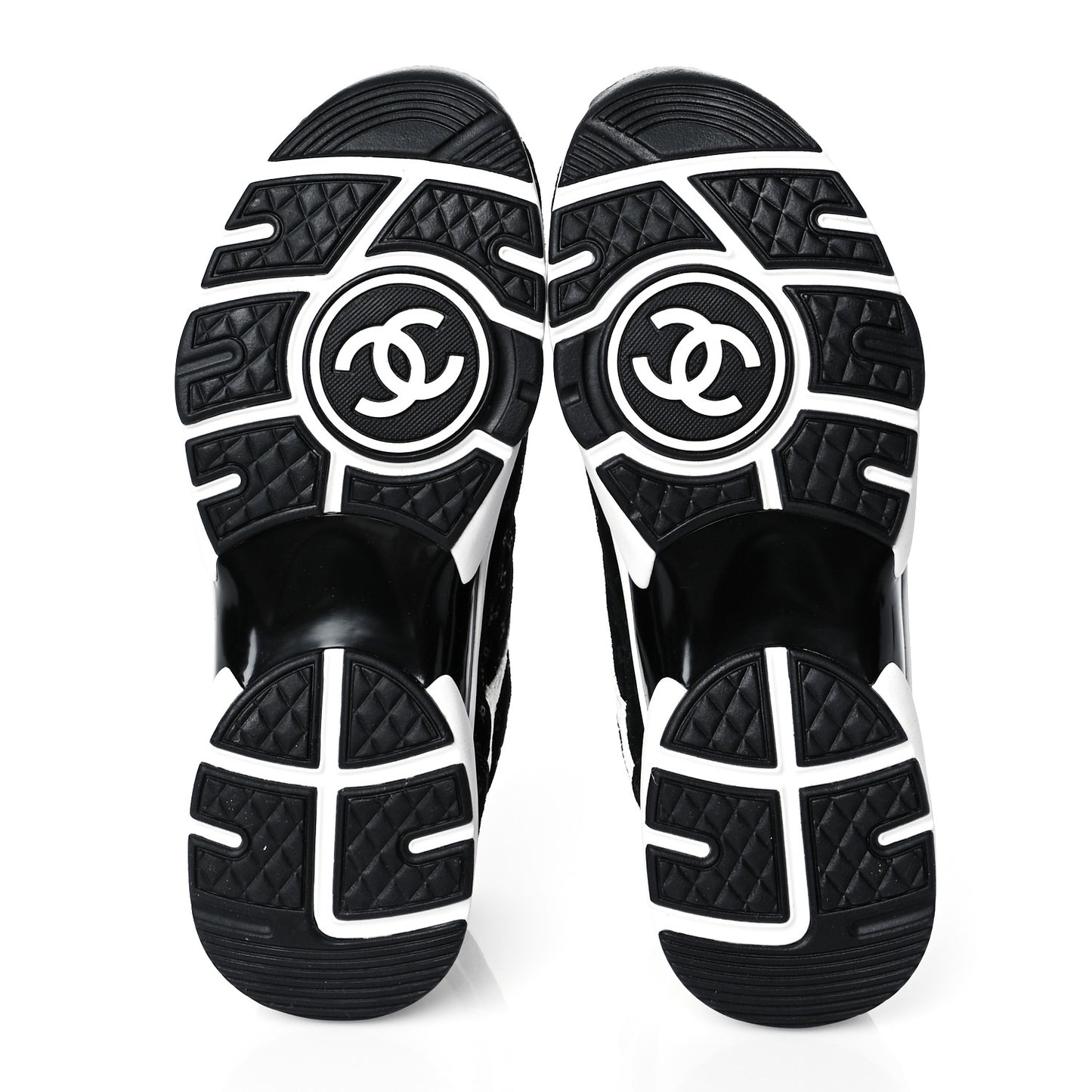 Suede Calfskin Womens CC Printed Sneakers 38 Black White