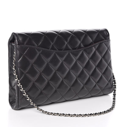 Chanel Lambskin Quilted Clutch With Chain Flap Black 3 of 13