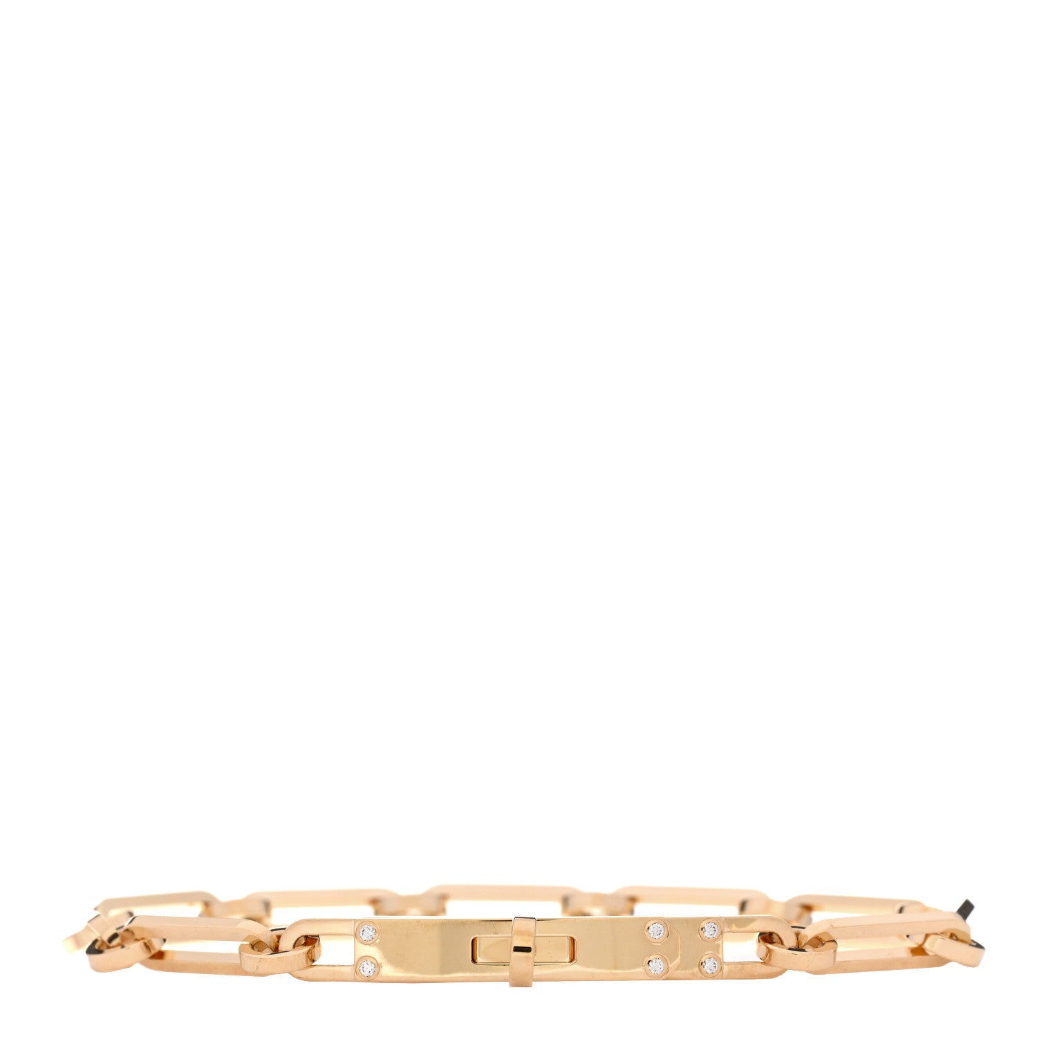 Hermes 18K Yellow Gold Diamond PM Kelly Chaine Bracelet ST 1 of 4