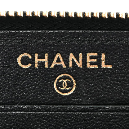 Chanel Sheepskin Quilted Mademoiselle Vintage Zip Around Wallet Black 8 of 13