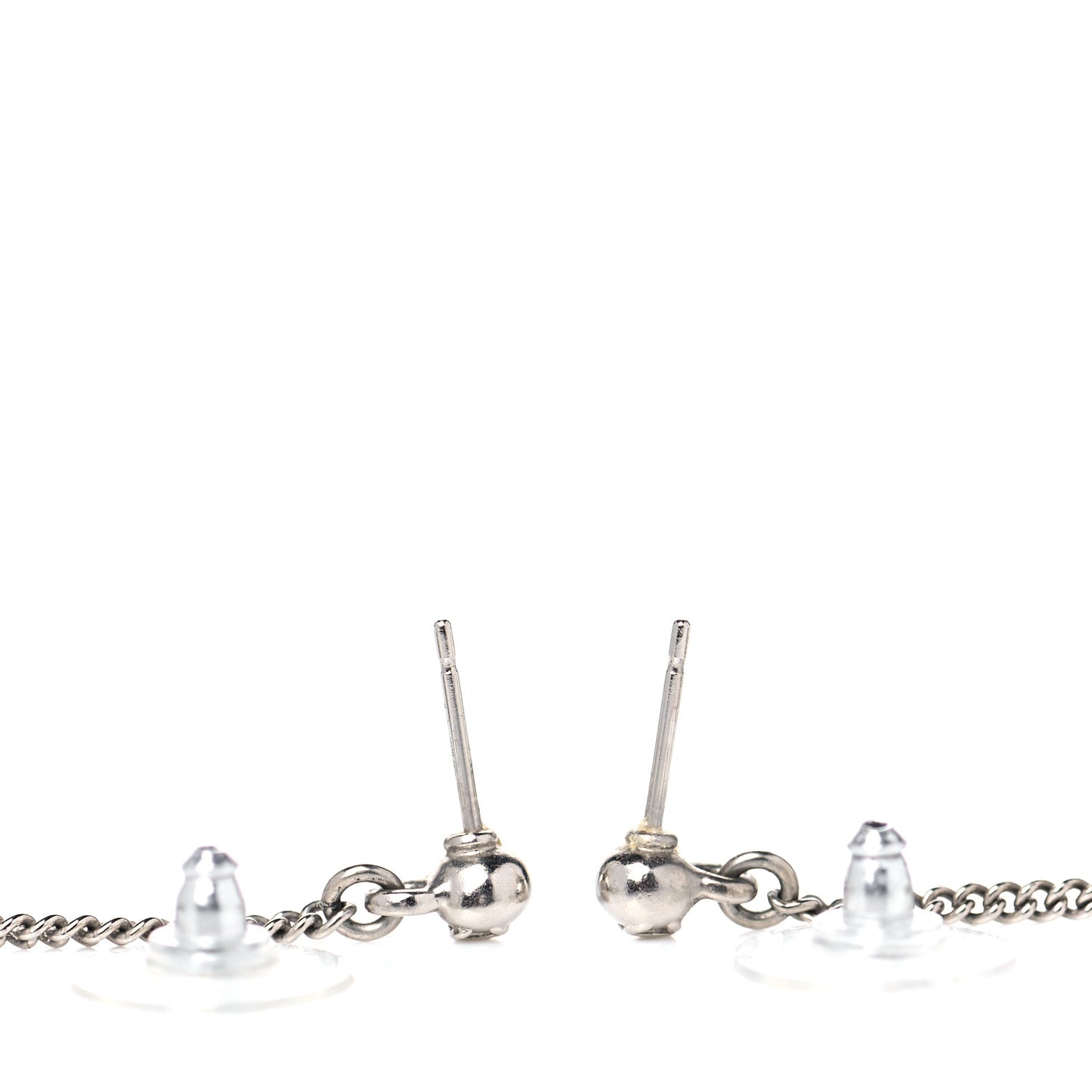 Baguette Crystal CC Drop Earrings Silver
