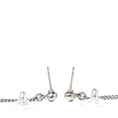 Chanel Baguette Crystal CC Drop Earrings Silver 3 of 3